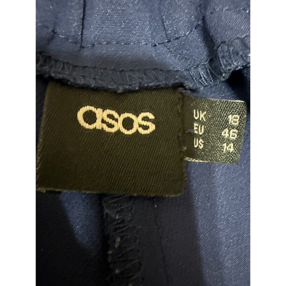 ASOS Women's Blue High Waist Wide Leg Zipper Pockets Casual Mini Shorts Size 14 - Picture 4 of 4